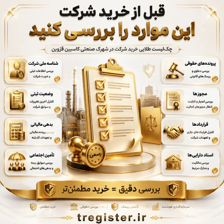 مدارک مورد نیاز پیش از خرید شرکت در شهرک صنعتی کاسپین قزوین