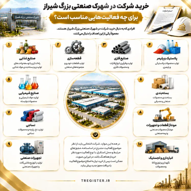 خرید شرکت در شهرک صنعتی بزرگ شیراز برای چه فعالیتهایی مناسب است؟