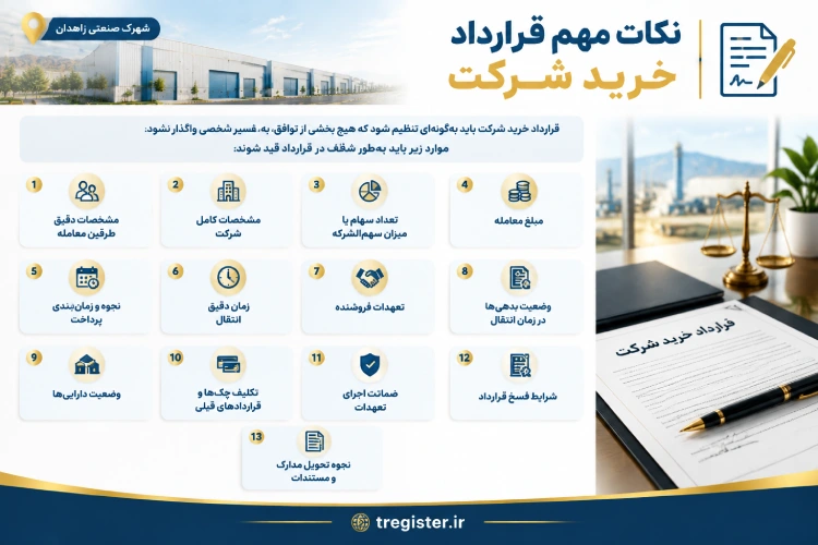 نکات مهم قرارداد خرید شرکت در شهرک صنعتی زاهدان